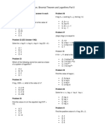 MCQs in Quadratic Equation, Binomial Theorem and Logarithms Part II