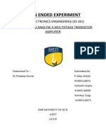 Open Ended Experiment: Basic Electronics Engineering (Es 201) To Design and Analyse A Multistage Transistor Amplifier