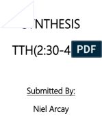 Synthesis TTH (2:30-4:00) : Submitted By: Niel Arcay