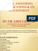 Local Anesthesia Complications & Its Management: By-Dr - Abdulrazak