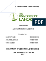 To Make The Auto Rickshaw Power Steering: Supervisor Assistant Prof - Sohaib Hanif