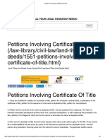 Petitions Involving Certificate of Title