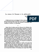 La Science de L'homme Et La Philosophie