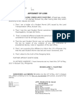 Affidavit of Loss - Student Permit