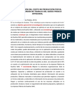 Antecedentes de La Investigación - Determinación Del Costo de Producción Por El Sistema de Orden de Trabajo Del Queso Fresco Artesanal