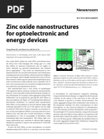 Zinc Oxide Nanostructures For Optoelectronic and Energy Devices