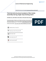 Thermal and Structural Analysis of Disc Brake Assembly During Single Stop Braking Event PDF