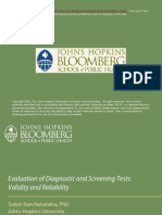 Lecture 11 Evaluation of Diagnostic and Screening Tests Validity and Reliability Kanchanaraksa