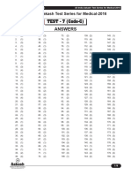 Answers: TEST - 7 (Code-C) All India Aakash Test Series For Medical-2016