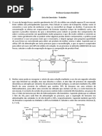 Exercícios para o Trabalho Balanço de Massa e Energia