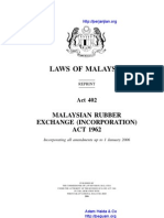 Act 402 Malaysian Rubber Exchange Incorporation Act 1962