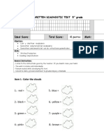 English Written Diagnostic Test 5 Grade Name Date:: Item I.-Color The Clouds