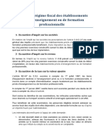 Note Sur Régime Fiscale Des Établissements Privés D'enseignement Ou de Formation