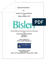 Analysis of Consumer Behaviour Bisleri in Delhi & NCR