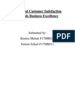 TQM and Customer Satisfaction Towards Business Excellence: Submitted By: Bushra Mehak F17MB028 Saman Sohail F17MB011