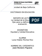 Reporte de Lectura Calidad de La Educación