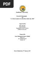 Southeast University: Research Monograph On "A Critical Analysis of Artho Rin Adalot Ain, 2003"