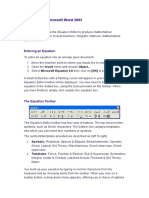 Equations in Microsoft Word 2003