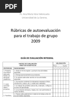 Rúbricas de Autoevaluación en BLANCO