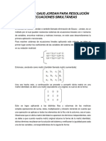 Metodo de Gaus Jordan para Resolución de Ecuaciones Simultáneas