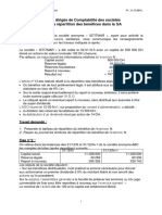 Travaux Dirigés de Comptabilité Des Sociétés TD 2: La Répartition Des Bénéfices Dans La SA Cas N °1