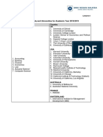 Field of Study and Universities For Academic Year 2018/2019 Field of Study Country UK