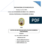 Costos Unitarios de Metodo de Explotacion Por Hundimiento Por Subniveles