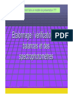 Procédure Étalonnage Balances Et Spectrophotometres PDF