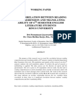 The Correlation Between Reading Comprehension and Translating Ability of 6 Semester English Literature Students Binus University