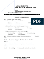 Sample Test Paper - MCB Recruitment Test