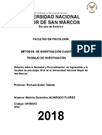 Trabajo de Investigacion. Ansiedad y Procrastinacion