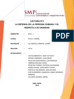 La Defensa de La Persona Humana y El Respeto A Su Dignidad