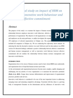 An Empirical Study On Impact of HRM On Employee Innovative Work Behaviour and Affective Commitment