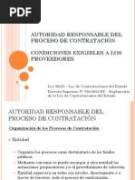 Autoridad Responsable Del Proceso de Contratacion y Condiciones Exigibles Al Contratista