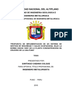 Tesis Propuesta de Implementacion de Un Sistema de Gestion de Seguridad y Salud Ocupacional Bajo La Norma Ohsas 18001