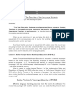 Chapter 7: The Teaching of The Language Subjects: Lesson 1: Mother Tongue-Based Multilingual Education (MTB-MLE)