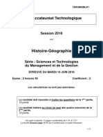 Bac STMG 2018 Histoire Geo Sujet