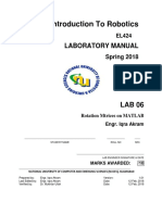 Introduction To Robotics: Laboratory Manual