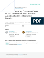 Factors Influencing Consumer Choice of Fast Food Outlet