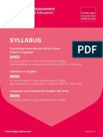 Syllabus: Cambridge International AS & A Level English Language