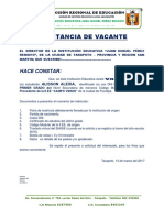 Constancia de Vacante