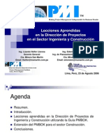 Lecciones Aprendidas en La Dirección de Proyectos en El Sector Ingeniería y Construcción