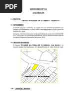 Memoria Descriptiva de Vivienda Multifamiliar