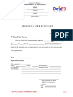 Medical Certificate: Department of Education