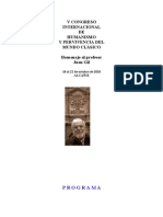 Programa "V Congreso Internacional Humanismo y Pervivencia Del Mundo Clásico"