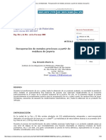 Reporte Metalurgico y de Materiales - Recuperación de Metales