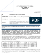 City of Carmel-By-The-Sea City Council Staff Report: TO: Submit T Ed By: Approved by