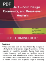 Module 2 - Cost, Design Economics, and Break-Even Analysis