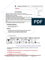 Avaliacao de Portugues Com Gabarito Determinantes Do Substantivo PDF