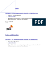 Senior Audit Associate: Isla Lipana & Co., The Philippine Member Firm of The PWC Global Network